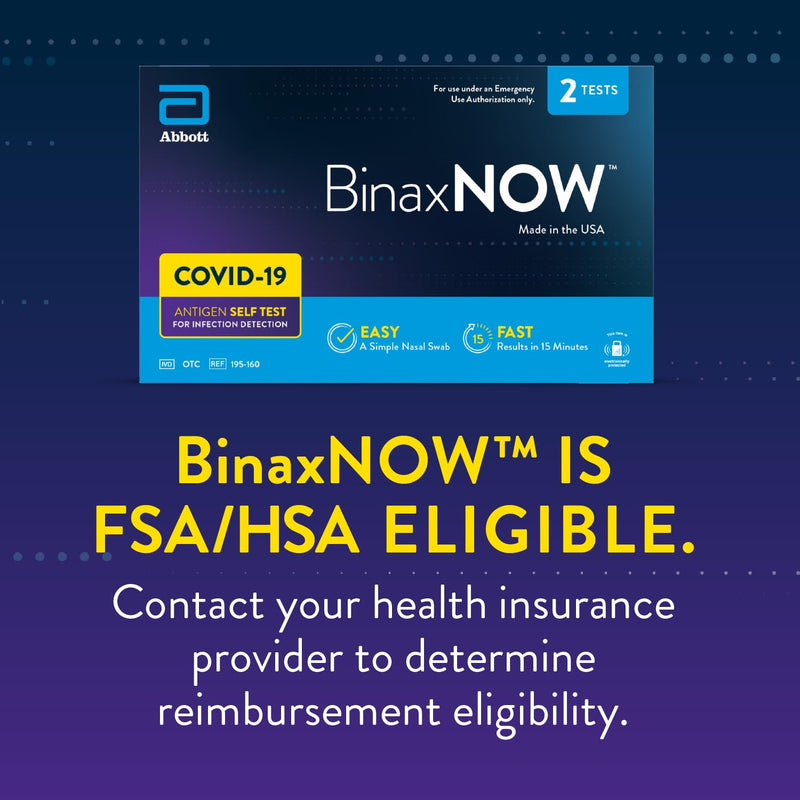 BinaxNOW COVID-19 Antigen Self Test, 1 Pack, 2 Tests Total, COVID Test With 15-Minute Results Without Sending to a Lab, Easy to Use at Home 2 Test Total