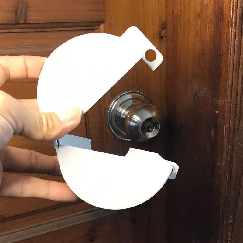 Door Knob Lockout Device Cover to Disable Doorknob/Faucet/Water Valve Hose Door Handle Temporary Lock for Bedroom Door from Outside Lock Door Handle Without Drilling White