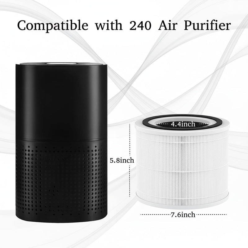 Air Purifier HEPA Filter Replacement, Compatible with Puro 240 Air, 2 Pack 2 PACK Original