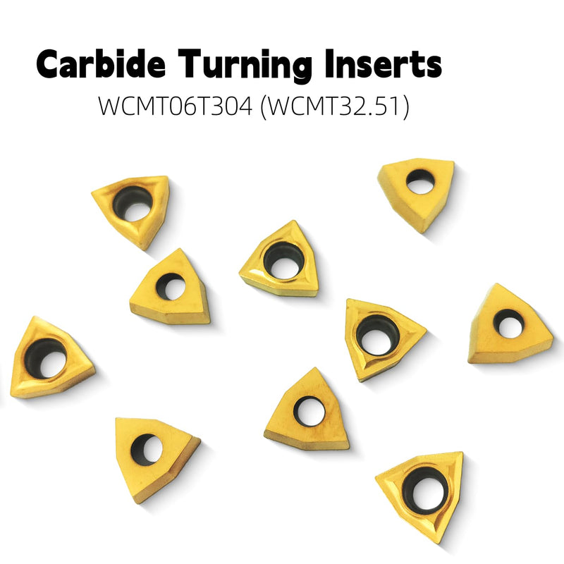 20 PCS Carbide Turning Inserts, WCMT06T304 (WCMT32.51) CNC Lathe Replacement Carbide Inserts for Indexable Lathe Turning Tool Holder