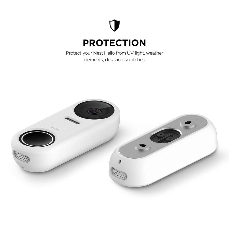 elago Silicone Case Designed for Google Nest Hello Doorbell Cover (White) - Full Protection, Night Vision Compatible [US Patent Registered] White