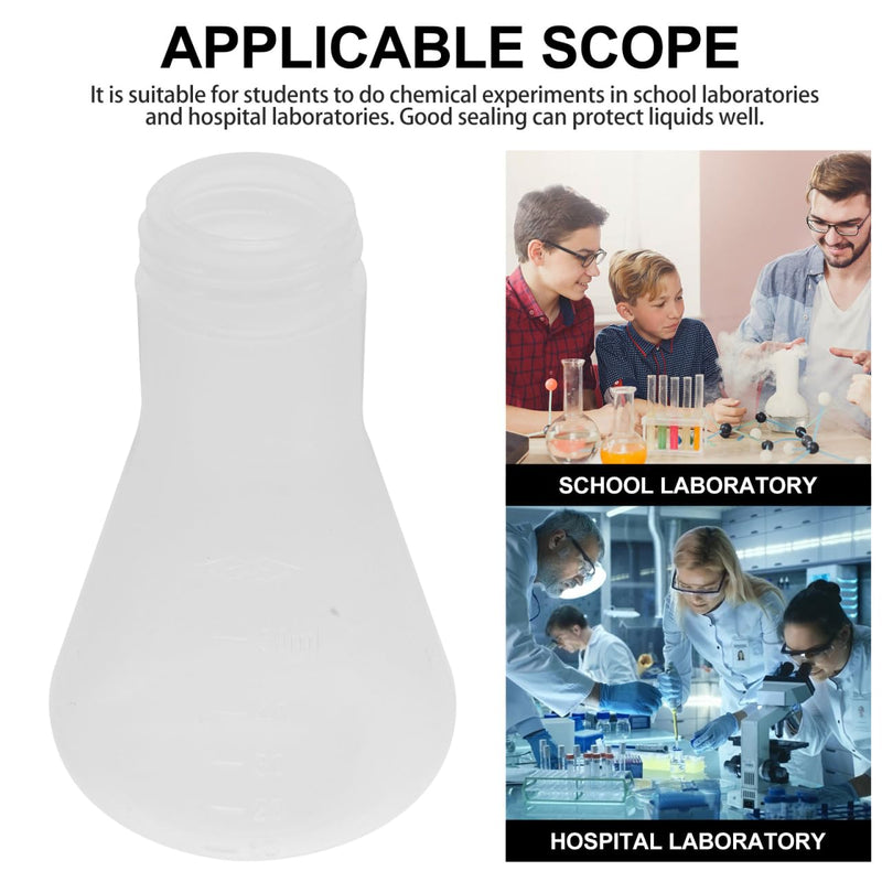 Hemobllo Erlenmeyer Flask - 10 Pcs 50ml Plastic Conical Flask Set with Screw Caps and Clear Scale - Scientific Plastic Erlenmeyer Flask Laboratory Flask (Pack of 2) 8.5X5.5X5.5CM (Pack of 2)