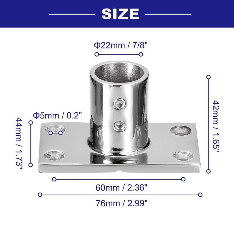 uxcell Boat Hand Rail Fitting 90 Degrees, 2Pcs Marine 316 Stainless Steel Rectangular Base, Silver