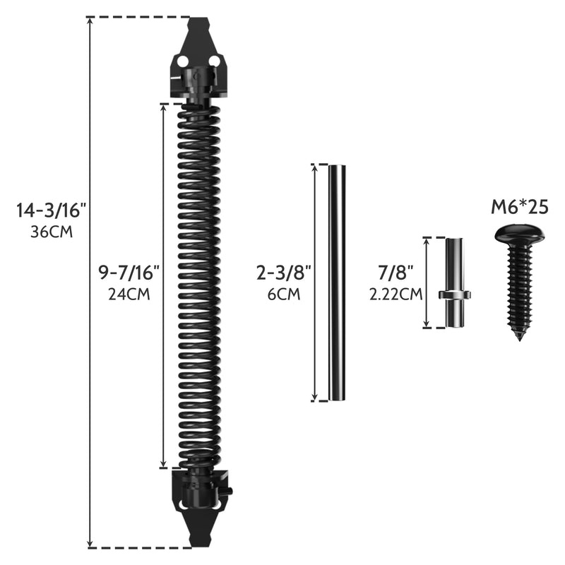 14" Gate Spring Self Closing Heavy Duty Outdoor Door Spring Automatic Gate Closer, Adjustable for Wooden and Vinyl Fence, Black,4 Pack 4