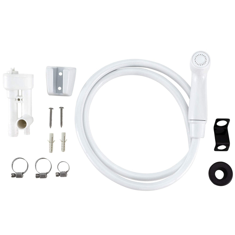RecPro 4" RV Tub and Shower Diverter Faucet White/Smoke with Handheld Shower Head & Hose