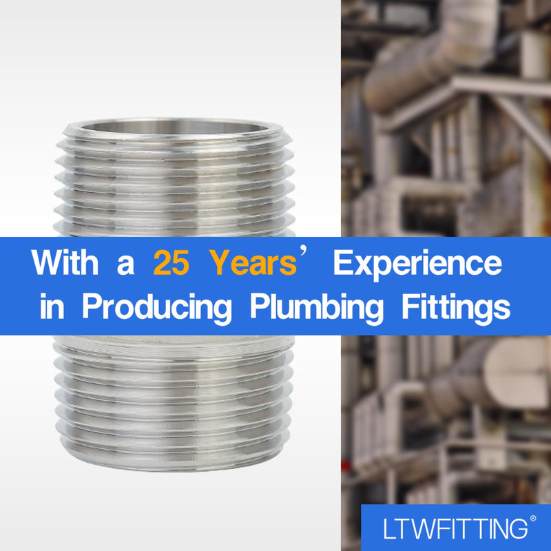 LTWFITTING Bar Production Stainless Steel 316 Pipe Hex Nipple Fitting 1" Male NPT Water Boat (Pack of 5)