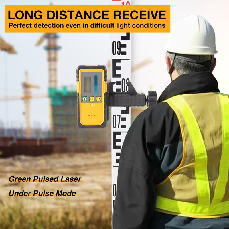 Digital Rotary Laser Receiver with Dual Display and Built-In Bubble Level, Compatible with All Green Rotary Lasers - Rod Clamp Included (Green Beam-RD-FT-G) Green Beam-RD-FT-G