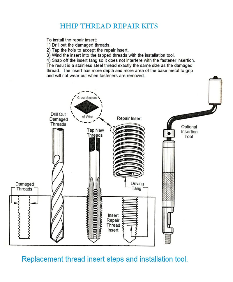HHIP 1011-0072 16 Piece M12 x 1.75 Helical STI Thread Repair Kit M12 X 1.75 16 Pc. Kit Thread Repair Kit - Metric