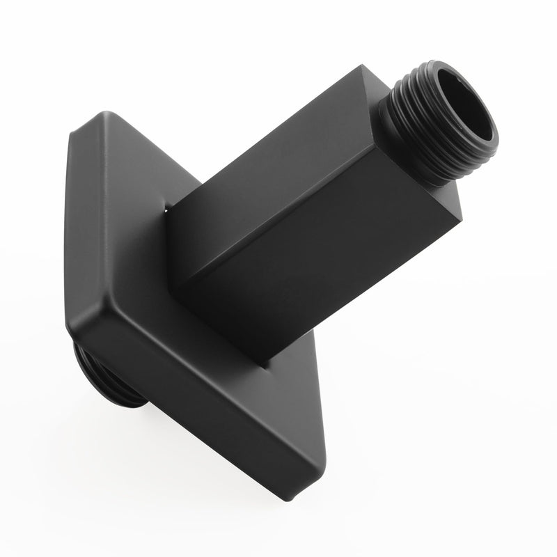 Straight Shower Arm with Flange Ceiling Mount Square Shower Extender for Fixed Shower Head 3 Inch Rainfall Shower Head Arm Extension, Matte Black Square Black