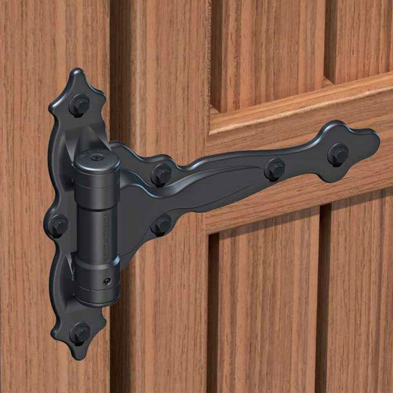 National Hardware N346-200 V6220 TruClose Decorative Spring T Hinge in Black, 7-3/4" x 8-1/2", 2 piece Updated Packaging