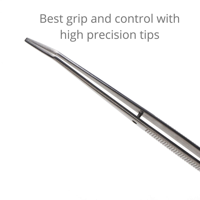 Beaditive 6-inch Sewing Machine Tweezers Set (3-PC) Serrated Bent Tips | Professional Grade, High Precision | Stainless Steel 3