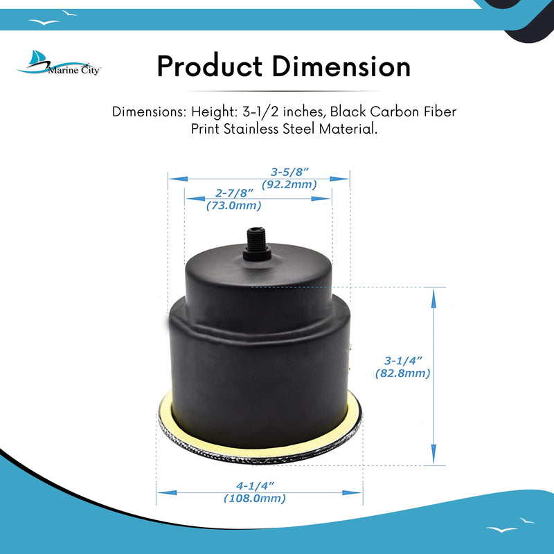 MARINE CITY Stainless Steel Cup Holder – Black Carbon Fiber Print, Marine Grade, Center Drain Hole – for Boat, Yacht, Ship, Kayak, Poker Table & Countertop (1 Pack)