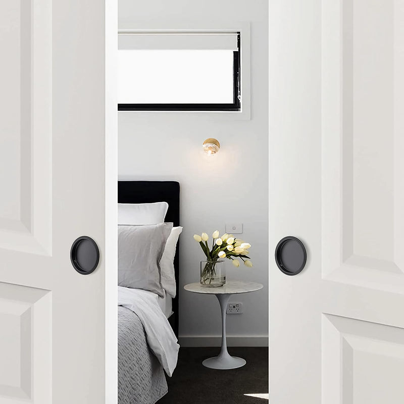 Ravinte 6 Pack Closet Door Finger Pull 2-1/8", Sliding Closet Door Hardware Easy Snap-in Installation, No Nails Needed Black