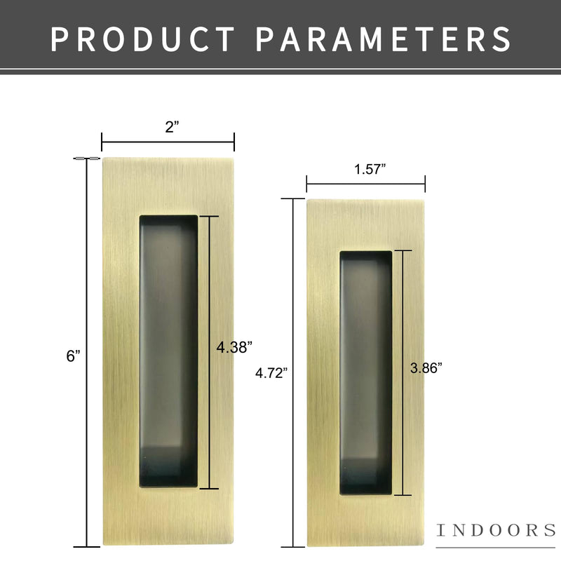 Recessed Finger Flush Pulls with Edge Pull Antique Brass - 6Inch Sliding Closet Door Handles Hardware Suitable for Pocket Door,Closet Door,Sliding Doors, Barn Door Handle
