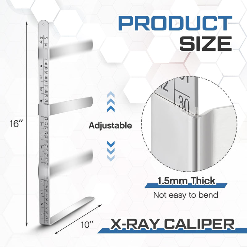 16 Inch/ 40 cm X-Ray Caliper Ruler Stainless Steel X-Ray Body Caliper, Centimeter and Inch Measurements for Body Measurements Quickly Confirm Radiation Dose and Reduce Patient Exposure Time 16 Inch/ 40 cm