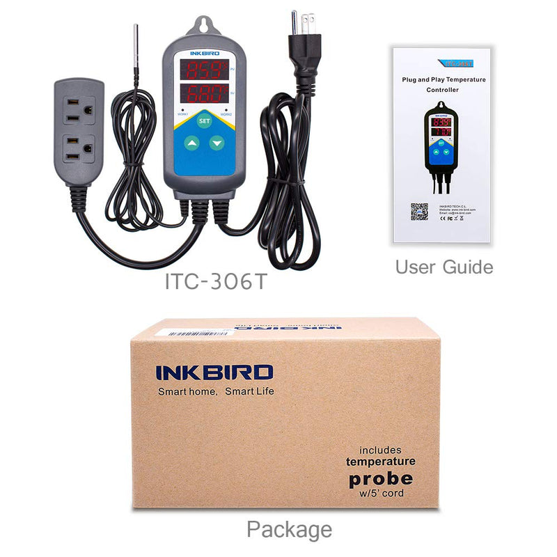 Inkbird ITC-306T Pre-Wired Electronic Heating Thermostat Temperature Controller and 24 Hours Digital Day & Night Cycle Timer Controller for Seed Germination Reptiles Hatching