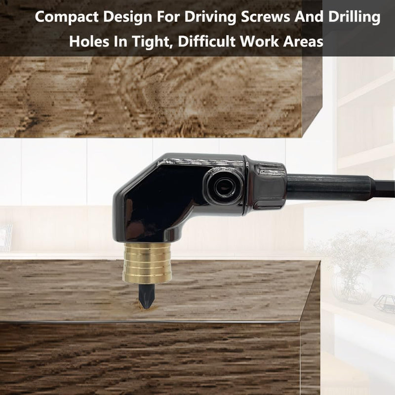 Right Angle Drill Attachment, All Metal Body 90 Degree Drill Adapter with Detachable ABS Handle, Drill Bit Corner Adapter, for Impact Driver, Work in Tight Spaces
