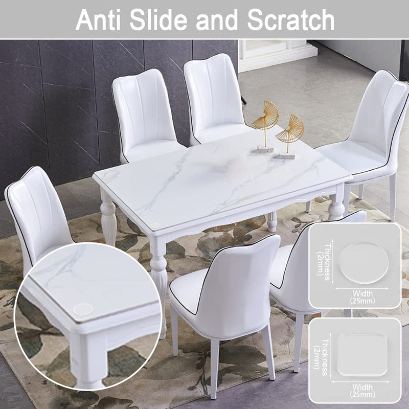 Extremely Soft Glass Table Top Bumper, Anti Slide and Scratch for Glass Table, Transparent Non-Adhesive Rubber Pads for Glass Table Top Spacer. to Avoid The Movement of Glass (Round & Square, 20 PCS) Round & Square