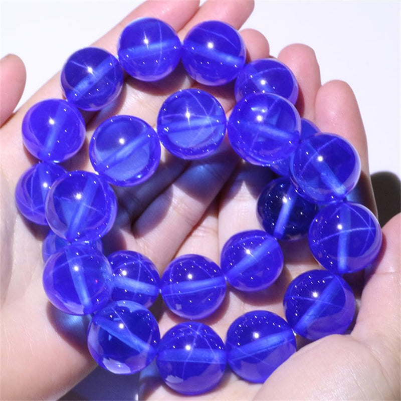Lab Created Synthetic Corundum Round Ball Beads 33#Blue Stone Synthetic Star Sapphire Gem Passed Diamond Test Pen (8mm) 8mm