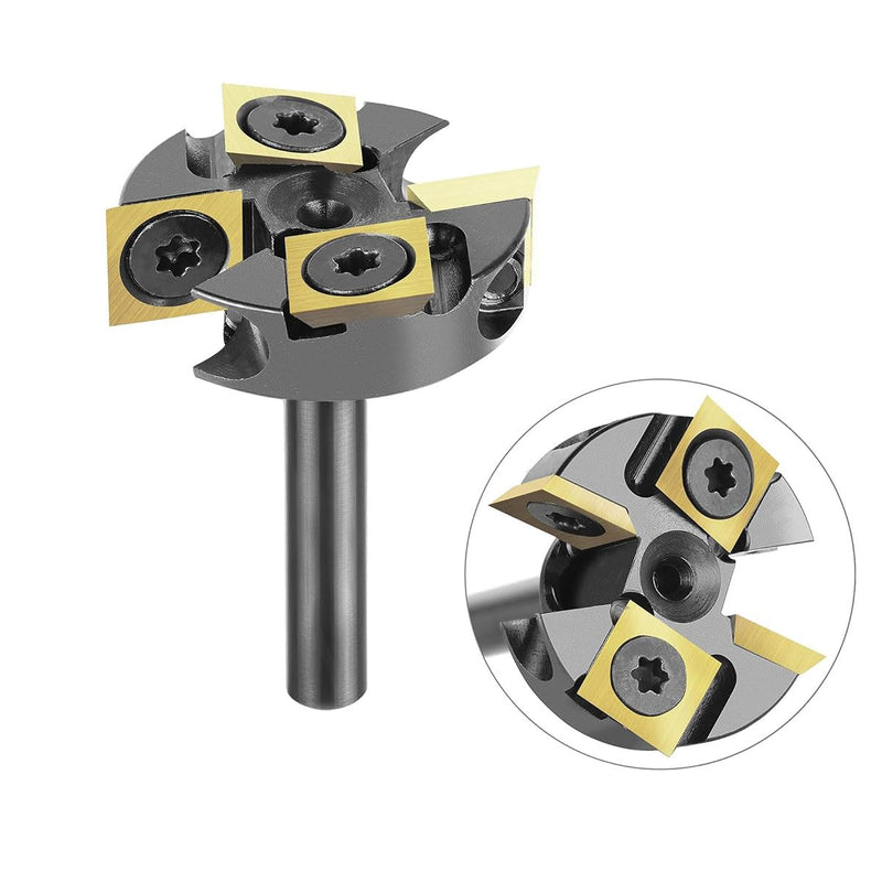 Carbide Insert CNC Spoilboard Surfacing Router Bit 1/4 Inch Shank 1-1/4" Cutting Diameter, Surfacing Slab Flattening for Woodworking with ATS Coating 1/4" Shank, 1-1/4" Cut Dia. with ATS Coated Insert
