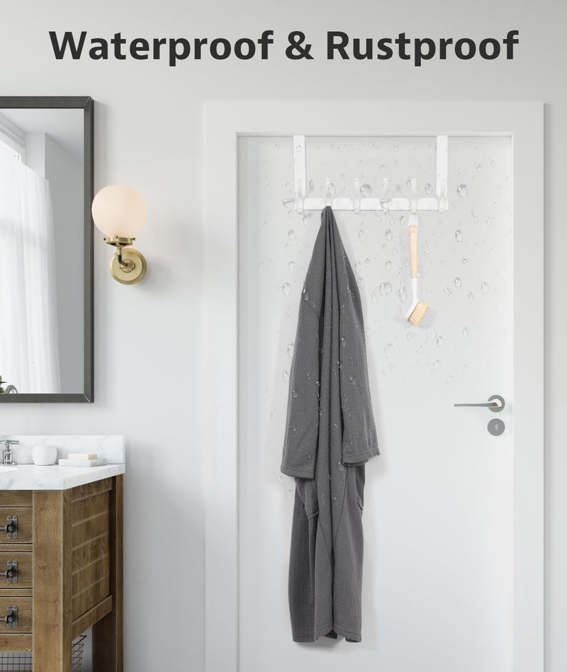 Over The Door Hooks, Over The Door Hanger Hook, Over The Door Towel Rack for Bathroom, Door Towel Hanger for Hanging Coats Hats (1Pack，White) 1 White