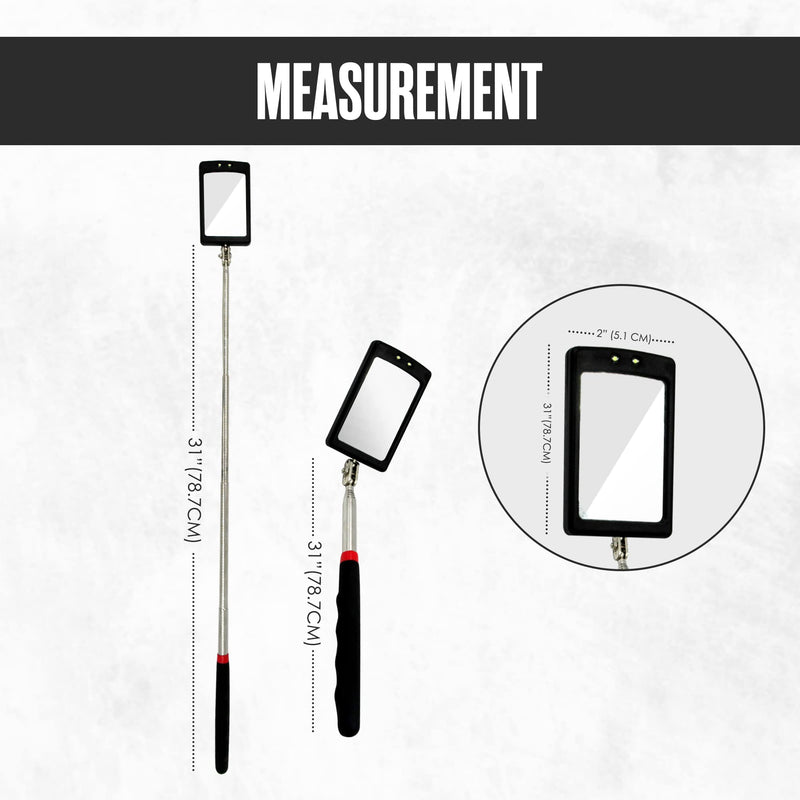 Inspection Mirror, Telescoping Mirror, Inspection Mirror Telescoping, Mechanic Mirror, Extendable Mirror, Mirror On A Stick, Telescope Mirror, Telescopic, Retractable, w/Light, Inspector, Automotive