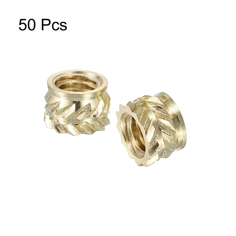 uxcell Knurled Insert Nuts, 50pcs M4 x 4mm L x 6mm OD 3D Printing Brass Nuts Female Threaded Inserts Brass Heat Set Insert Embedment Nuts M4 x 4mm x 6mm 50
