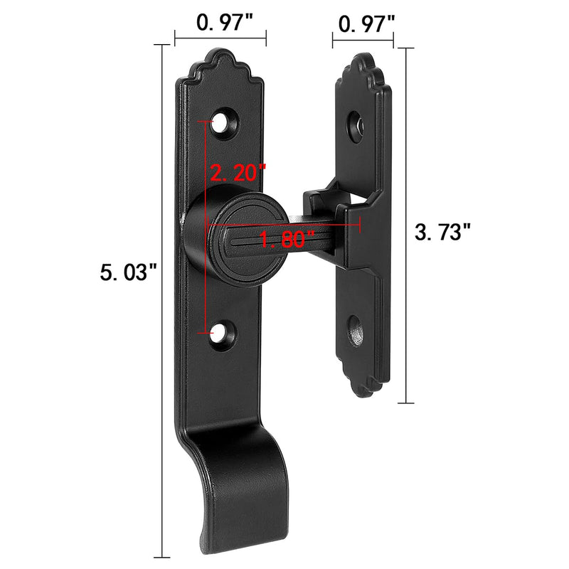 3 Packs 90 Degree Black Barn Door Locks and Latches,Flip Sliding Barn Door Latch with Handle,Heavy Door Latches,Door Security Latch Lock for Cabinets,Bathroom,Garden,Closet Door,Window,Garage 3