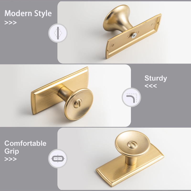 6 Pack Champagne Bronze Cabinet Knobs with Backplate, Modern Rectangular Drawer Pulls with Slotted Detail, Solid Zinc Alloy Hardware for Kitchen Cupboard, Dresser Escutcheon