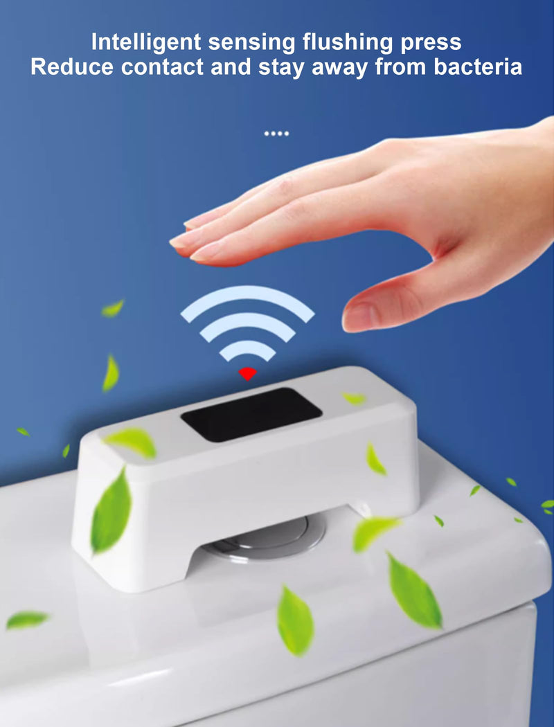 Touchless Toilet Flush, External Infrared Automatic Sensor Toilet Flusher 0.25S Induction Automatic Touchless Toilet Flusher Hands Toilet Flushing Kit(white) Toilet Flush Valves