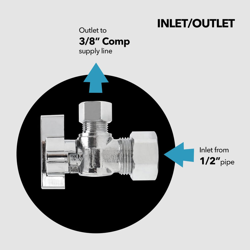 Lead-Free Brass, Quarter-Turn, Angle Supply Stop Valves, 5/8" OD Compression x 3/8" OD Compression (6Pack) 5/8"C x 3/8"C (6Pack)
