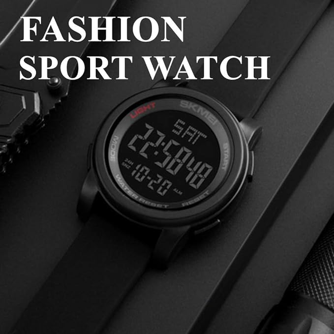 Timever Digital Watch, Waterproof, Men's, Sports Watch, Multi-functional, Stopwatch, Alarm, Outdoors, LED Watch, Large Digits, Easy to Read Watch, Japanese Instruction Manual Included (English Language Not Guaranteed), black1 - NewNest Australia