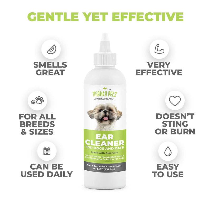 Mighty Petz 2-in-1 Oatmeal Dog Shampoo + Mighty Petz Dog Ear Cleaner Solution + 2-in-1 Dog Breath Freshener Spray & Water Additive Bundle - PawsPlanet Australia