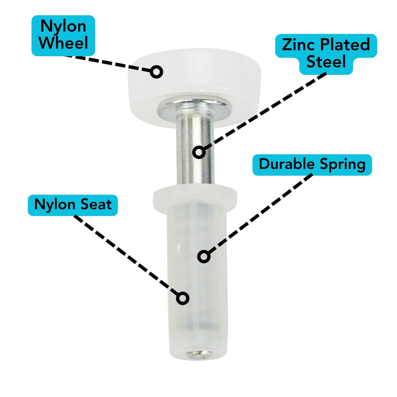 Spring-Loaded Bi-Fold Door Top Roller Guide Wheel, 4-Pack