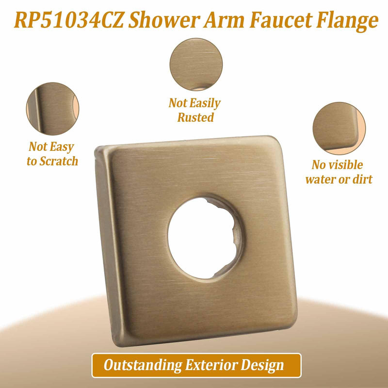 Shower Faucet Flange RP51034CZ for Delta Shower Arm,Champagne Bronze Square Flange for Delta Tub Faucet and Shower Arm