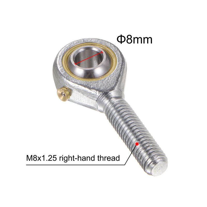 uxcell 2pcs POS8 M8 Male Rod End Bearing M8x1.25 Right Hand Thread, Self-Lubricating Joint Rod Ends, Includes Jam Nut