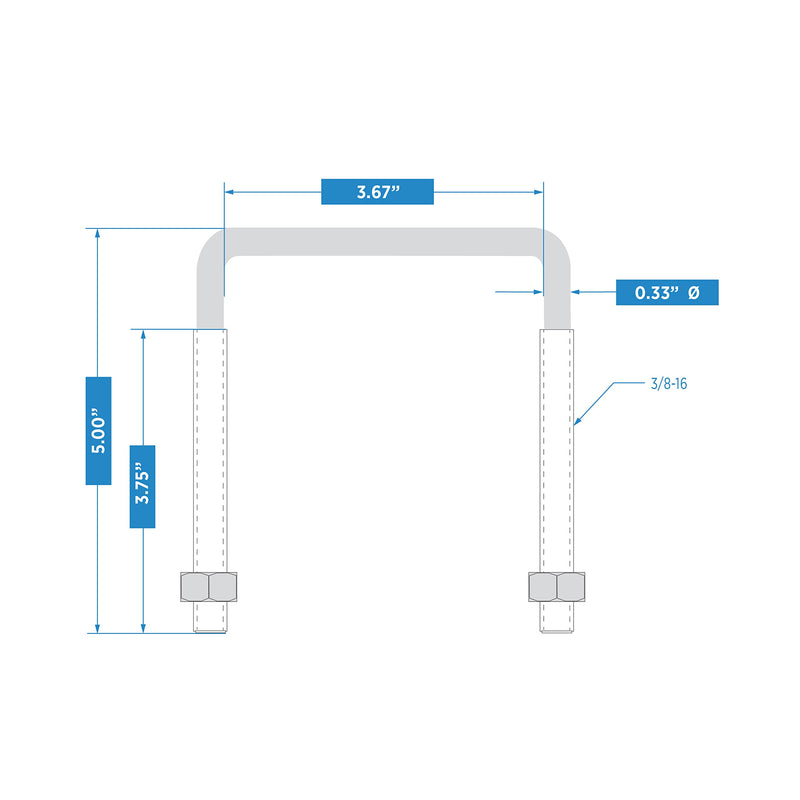 National Hardware N245-001 2192BC Lumber Size Square U Bolt in Zinc plated,3/8" x 3-5/8" x 5" 3/8" x 3-5/8" x 5"