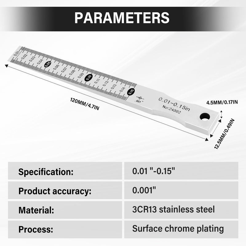 YUCHENGTECH Taper Gage Inches 0.01"- 0.15" Wedge Feeler Gauge Gap Gauge Feeler Gap Hole Measure Tool Graduation 0.001" Inch Unit