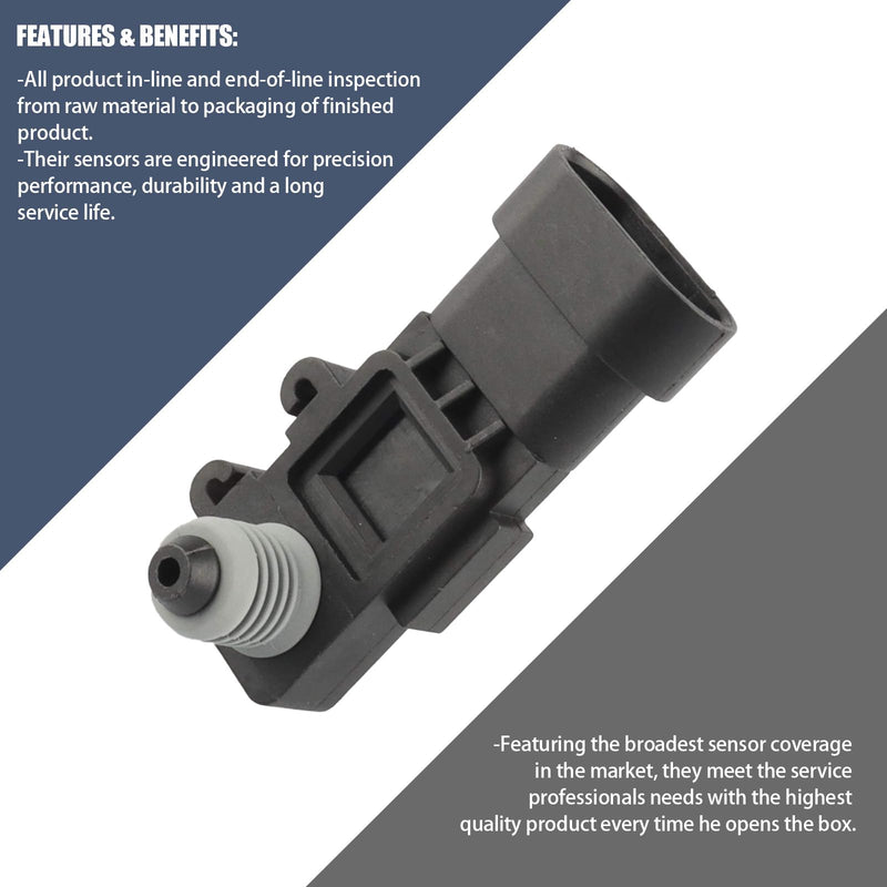 1 PC Car Fuel Tank Pressure Sensor, Vapor Vent Port Fuel Pressure Sensor, Replacement OEM #16238399, 9377680, 09377680, 16196060 Accessories, Compatible with Delphi Third Generation (Black)