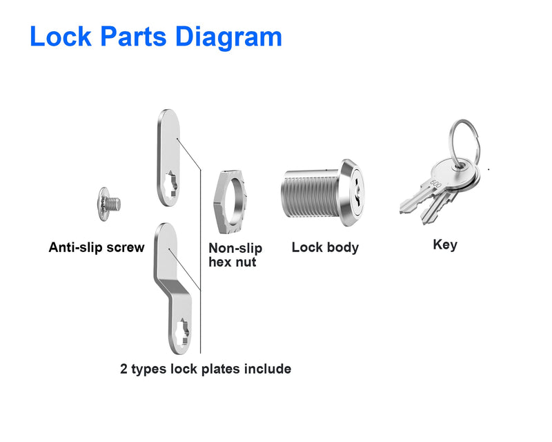 6 Pack Cabinet Locks with Keys, 5/8" Cam Lock keyed Alike, Secure Drawer File Cabinet Mailbox Lock Replacement RV Compartment Locks, Zinc Alloy 6 Pack 5/8 Inch