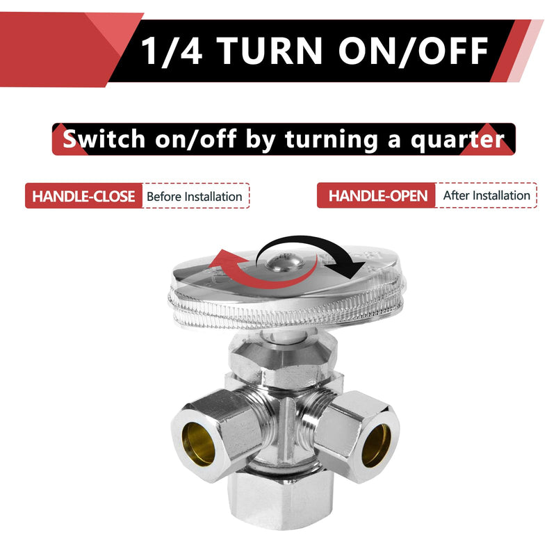 EFIELD Dual Compression Outlet Multi-Turn Angle Stop Valve,1/2" NOM (5/8" OD) x (3/8 inch x 3/8 inch) Chrome Pack of 1