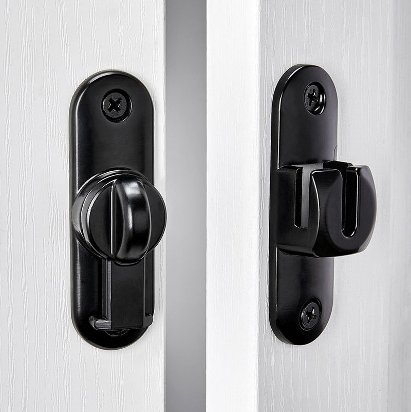 Black Barn Door Latches,90/180 Degree Gate Lock,Flip Gate Latches Hardware,Zinc Alloy Right Angle Door Lock Latch,Door Security Sliding Door Latch Lock for Cabinets,Bathroom. Black_1 Pack