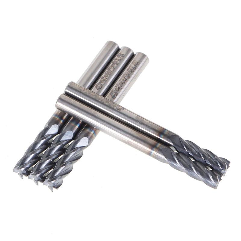 kimllier 5Pcs 3/16 Inch 4 Flute Carbide End Mill, CNC Square Nose End Mill Bits Straight Shank Drill Bits 2 Inch Overall Long