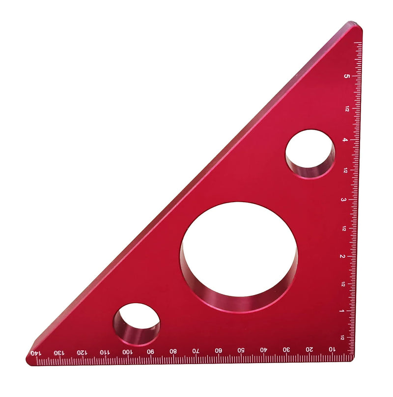 Apple&Orange Aluminium Alloy Woodworking Triangle Ruler Inch Metric Measuring Tools 45 Degree Carpentry Squares Precision Woodworking Tools (Large) Large