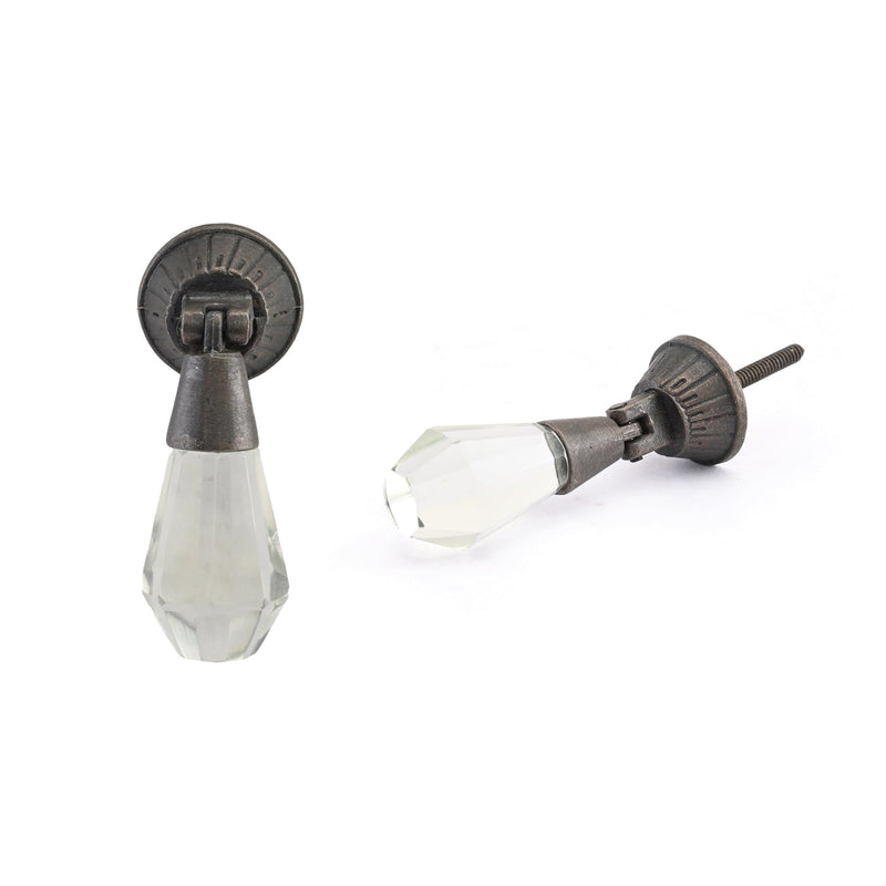 Perilla Home Set of 6 Knobs Glass Iris Knob Modern Decorative Glass Knobs for Home Decor, Kitchen, Cabinet, Hardware, Cupboard, Door, Dresser, Wardrobe and Drawer Pulls Clear