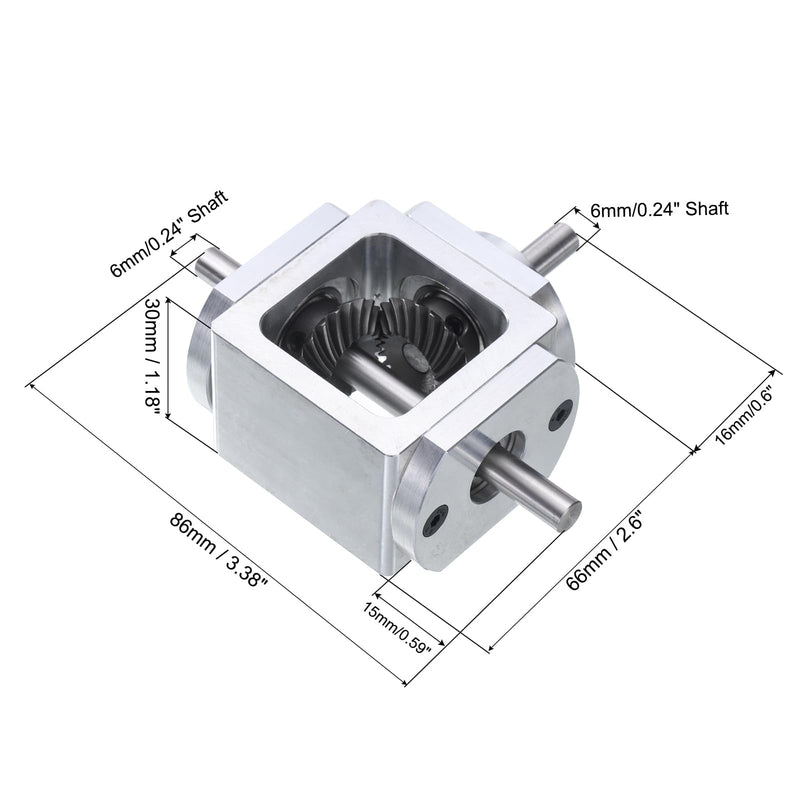 uxcell Gear Box 90 Degree Right Angle Bevel Gearbox 1:1 Forward Double Output Shaft 1 Module 20 Teeth Bevel Gear Aluminum Frame Simple Mechanical DIY Module with 6mm Shaft