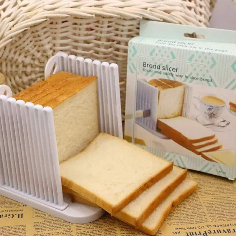 Bread Slicer for Homemade Bread, Bread Slicer Guide with AdjustableCrumb Tray, Foldable Compact Plastic Bread Loaf Cutter Slicer for Kitchen Baking Homemade Bread,Cake,Taost,Bagels