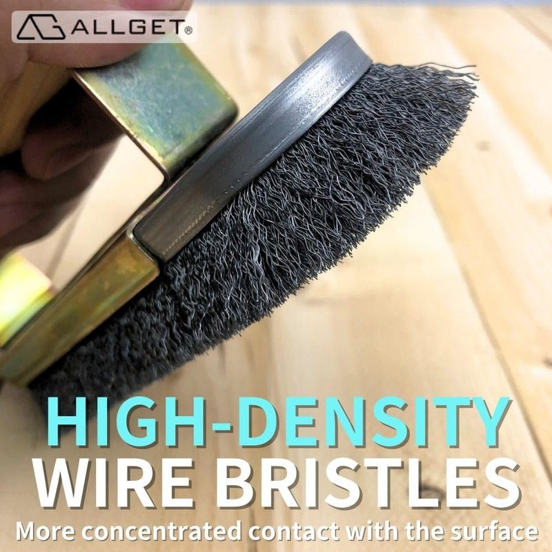 Iron-Shaped Steel Wire Brush, high-Hardness Steel Wire Suitable for Heavy-Duty Cleaning, Rust Removal, Scraping, and polishing on Hard Surfaces. Carbon Steel bristles