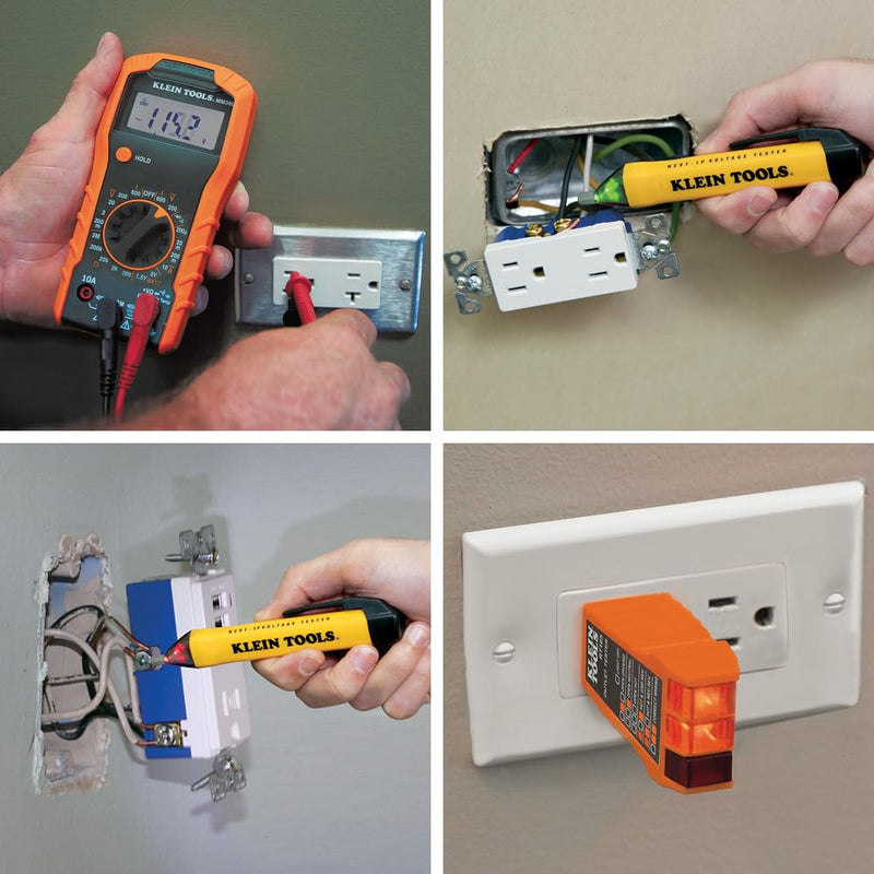 Klein Tools 69149P Electrical Test Kit with Digital Multimeter, Non-Contact Voltage Tester and Electrical Outlet Tester, Leads and Batteries Multimeter Kit