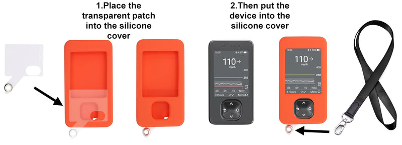 Silicone Case Mixed Colors for Dexcom G7 & G6 Receiver (Includes Lanyard + Lanyard Patch + Screen Protector) (Glitter/Pink) Glitter/Pink